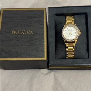 Bulova Gold Timepiece with Sparkling Details